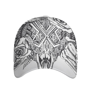 Tribal Indian Bull Skull Print Baseball Cap