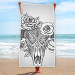 Tribal Indian Bull Skull Print Beach Towel