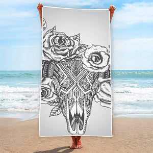 Tribal Indian Bull Skull Print Beach Towel