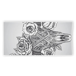 Tribal Indian Bull Skull Print Beach Towel