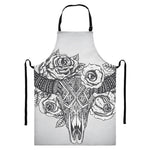 Tribal Indian Bull Skull Print Bib Apron With Pocket