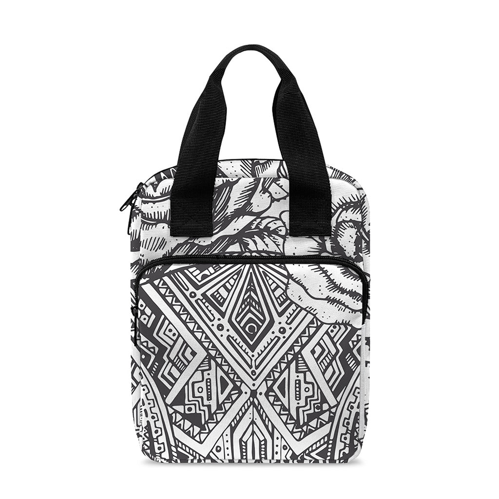 Tribal Indian Bull Skull Print Bible Tote Bag