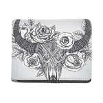 Tribal Indian Bull Skull Print Bifold Wallet