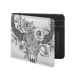 Tribal Indian Bull Skull Print Bifold Wallet