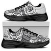 Tribal Indian Bull Skull Print Black Chunky Shoes