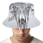 Tribal Indian Bull Skull Print Bucket Hat