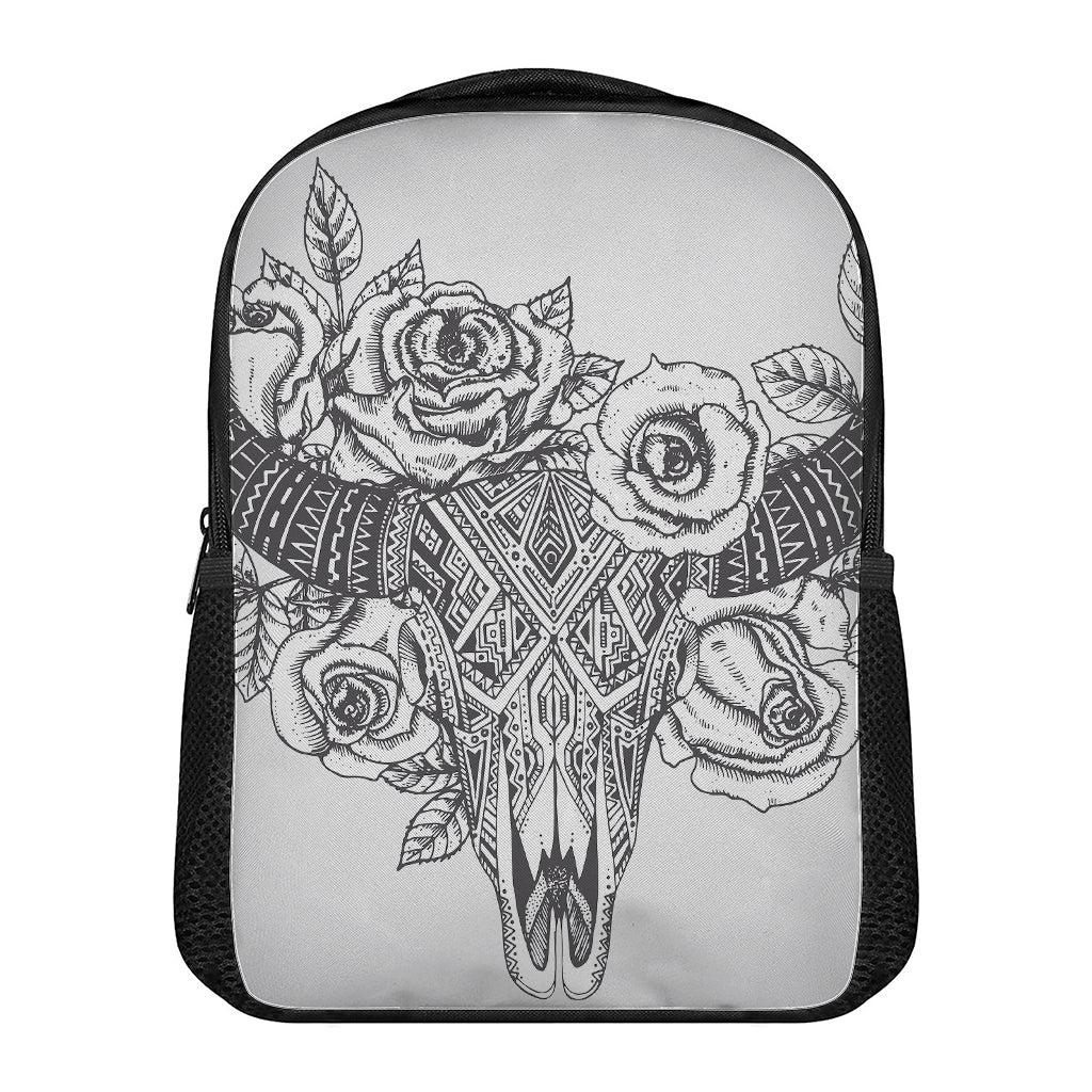 Tribal Indian Bull Skull Print Casual Backpack