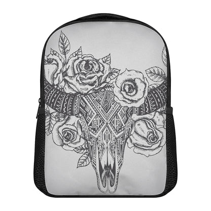 Tribal Indian Bull Skull Print Casual Backpack