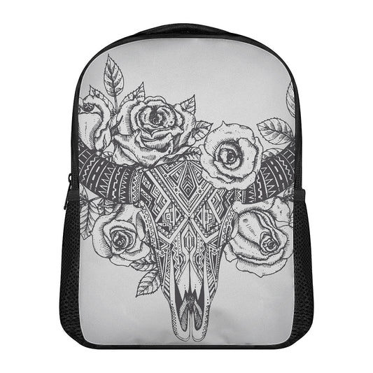 Tribal Indian Bull Skull Print Casual Backpack