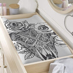 Tribal Indian Bull Skull Print Changing Pad Cover