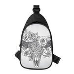 Tribal Indian Bull Skull Print Chest Bag