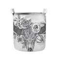 Tribal Indian Bull Skull Print Collapsible Laundry Basket