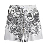 Tribal Indian Bull Skull Print Cotton Shorts