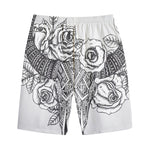 Tribal Indian Bull Skull Print Cotton Shorts