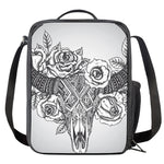 Tribal Indian Bull Skull Print Crossbody Lunch Bag