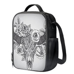 Tribal Indian Bull Skull Print Crossbody Lunch Bag