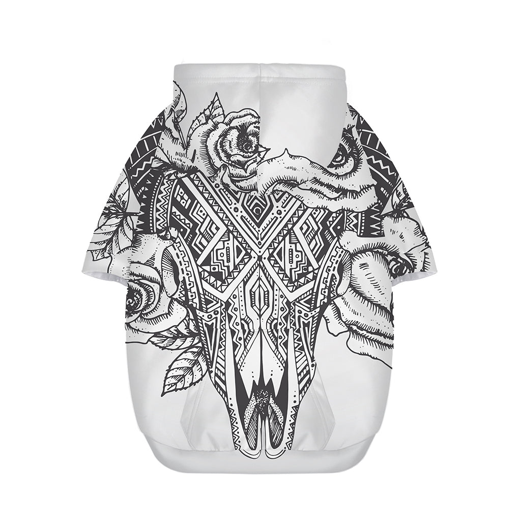Tribal Indian Bull Skull Print Dog Zip Up Hoodie