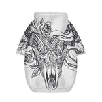 Tribal Indian Bull Skull Print Dog Zip Up Hoodie