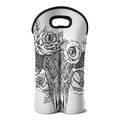 Tribal Indian Bull Skull Print Double Neoprene Wine Tote