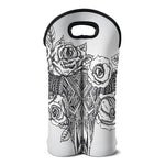 Tribal Indian Bull Skull Print Double Neoprene Wine Tote