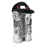 Tribal Indian Bull Skull Print Double Neoprene Wine Tote