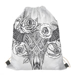 Tribal Indian Bull Skull Print Drawstring Bag
