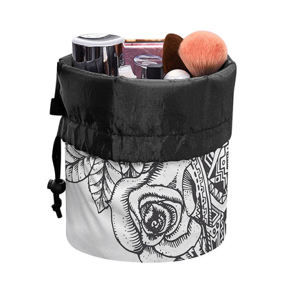 Tribal Indian Bull Skull Print Drawstring Makeup Bag