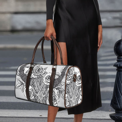 Tribal Indian Bull Skull Print Duffle Bag