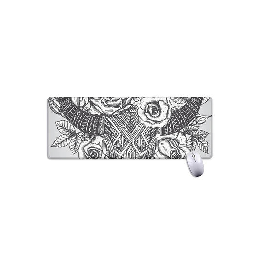 Tribal Indian Bull Skull Print Extended Mouse Pad