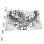 Tribal Indian Bull Skull Print Flag