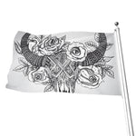 Tribal Indian Bull Skull Print Flag