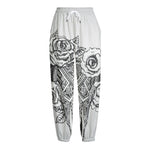 Tribal Indian Bull Skull Print Fleece Lined Knit Pants