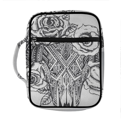 Tribal Indian Bull Skull Print Front Pocket Bible Bag