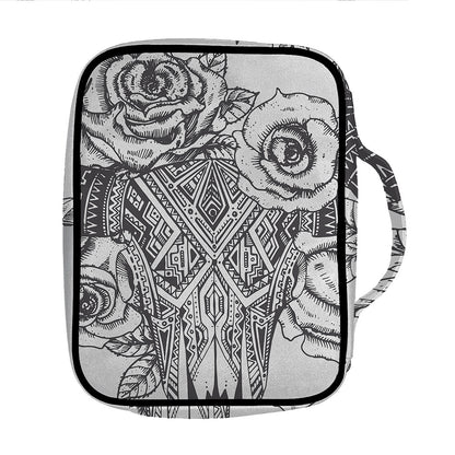 Tribal Indian Bull Skull Print Front Pocket Bible Bag