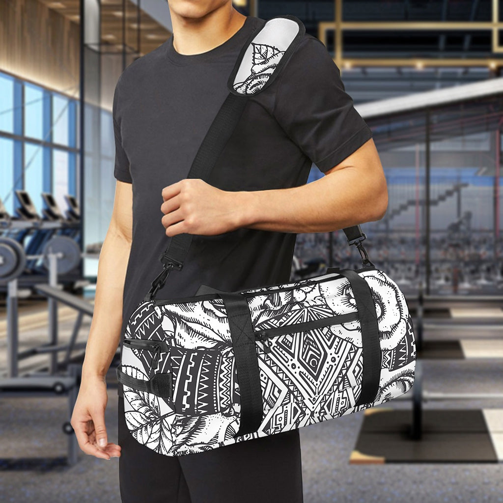 Tribal Indian Bull Skull Print Gym Bag