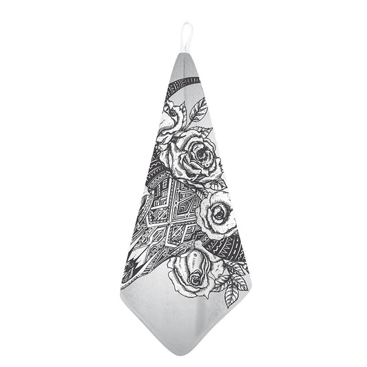 Tribal Indian Bull Skull Print Hand Towel