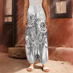 Tribal Indian Bull Skull Print Harem Pants