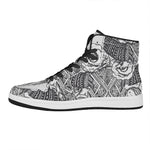 Tribal Indian Bull Skull Print High Top Leather Sneakers