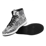 Tribal Indian Bull Skull Print High Top Leather Sneakers