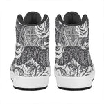 Tribal Indian Bull Skull Print High Top Leather Sneakers