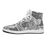 Tribal Indian Bull Skull Print High Top Leather Sneakers