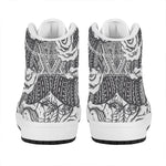 Tribal Indian Bull Skull Print High Top Leather Sneakers
