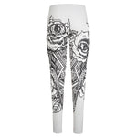 Tribal Indian Bull Skull Print High-Waisted Pocket Leggings