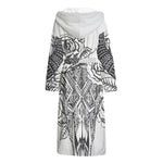 Tribal Indian Bull Skull Print Hooded Bathrobe