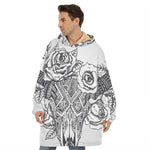 Tribal Indian Bull Skull Print Hoodie Blanket