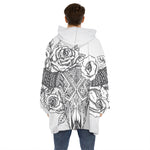 Tribal Indian Bull Skull Print Hoodie Blanket