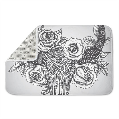 Tribal Indian Bull Skull Print Indoor Door Mat