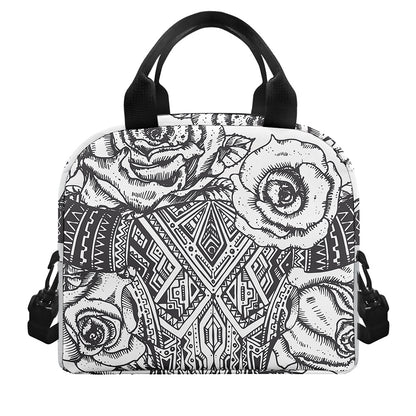Tribal Indian Bull Skull Print Insulated Lunch Bag