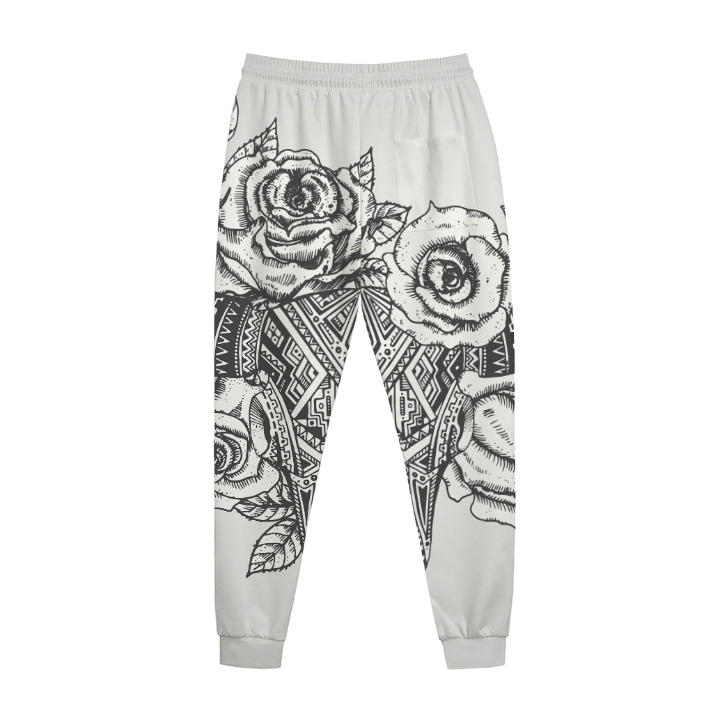 Tribal Indian Bull Skull Print Jogger Pants