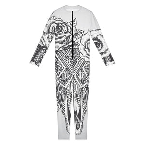 Tribal Indian Bull Skull Print Jumpsuit